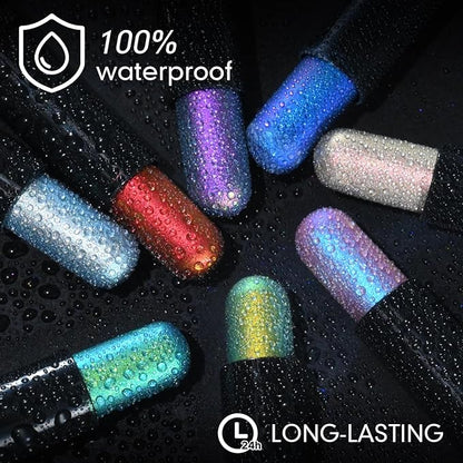 CHARMACY Duochrome Glitter Eyeshadow Stick, Chameleon Metallic Shimmer Smoky Eye Shadow, Long-Lasting Water-Resistant Formula, High Pigmented, Built-in Smudger #07