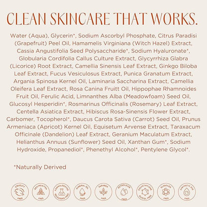 InstaNatural Vitamin C Face Serum, Brightens, Hydrates and Reduces Signs of Aging, with Vitamin C, Hyaluronic and Ferulic Acid, 1 FL Oz