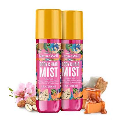 NATURE WELL Cheeky Hair & Body Mist, Lightweight Mist Made for Head-To-Toe, Deliciously Sweet & Warm Long-Lasting Brazilian Nut Scent, 8 Fl Oz (Pack of 2)