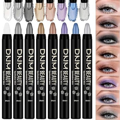 Colorful Shimmery Eye Shadow Stick Glittering Eye Shadow Stick Set with Retractable and Waterproof Eyeshadow Pencil for Long-Lasting Makeup Eyeshadow (Type A 8 Pcs)