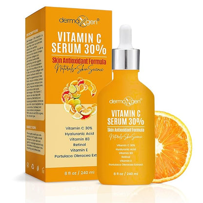 30% Vitamin C Serum (8 Fl Oz) Pure Organic Anti- Wrinkle + Hyaluronic Acid + Retinol + Vitamin E + Vitamin B, Facial Serum For Anti-aging, Wrinkles, And Fine Lines.