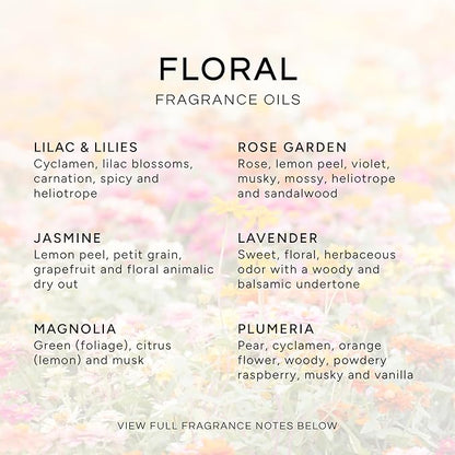 Eternal Essence Oils Floral Set of 6 Premium Fragrance Oils - Lavender, Lilac Lillies, Jasmine, Plumeria, Rose Garden, Magnolia Scented Oil - for Diffusers, Candle & Soap Making, & Aromatherapy