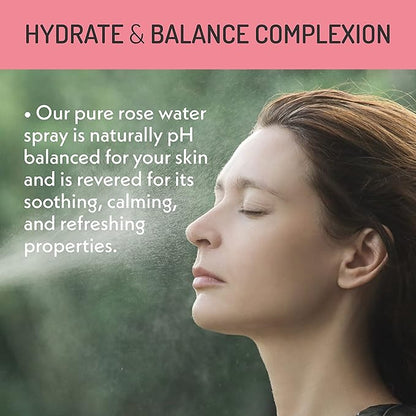 Eve Hansen Organic Rose Water Spray – Pure Rosewater Face & Hair Mist for Hydration & Refreshing Glow | Facial Toner & Makeup Setting Spray | Alcohol-Free & Vegan | 4 oz