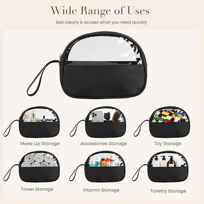 Small Clear Travel Makeup Bag, Waterproof Leak-Proof Toiletry Bag for Women, Simple Transparent Cosmetic & Makeup Bag Organizer