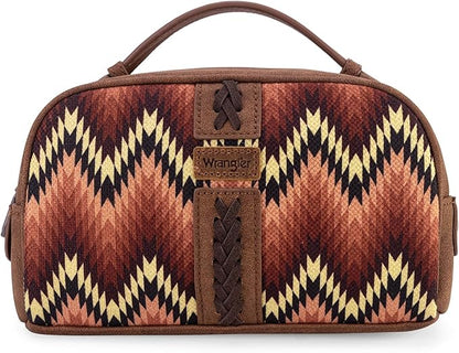 Montana West Wrangler Makeup Bag for Women Small Cosmetic Toiletry Bags Western Make Up Pouch Durable Cute Travel Purse, Brown