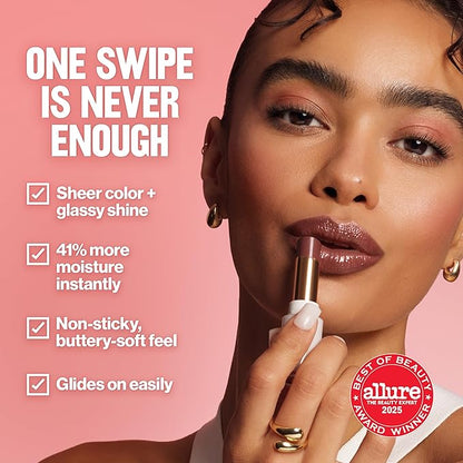 REVLON Super Lustrous Glass Shine Balm, Hydrating Tinted Lipstick, Sheer, Glossy Shiny Finish, 002 Pink Flip, 0.11 oz