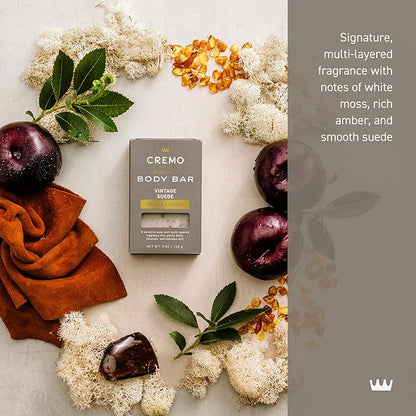 Cremo Exfoliating Body Bar for Men, Vintage Suede Scent, Multi-Layered Fragrance That Buffs, Cleanses and Hydrates Skin, 5oz (Pack of 2)