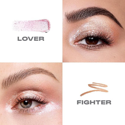 Morphe Mixed Signals Dual-Ended Eyeshadow Stick - Cream Eyeshadow Pigment & Chrome Liquid Flakes for Bold, Layered Eye Makeup Looks - Lover/Fighter (0.96 oz)