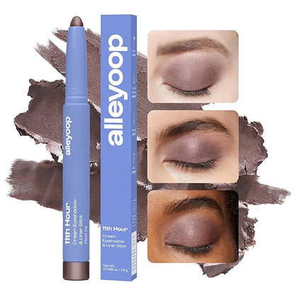 ALLEYOOP 11th Hour Waterproof Cream Eyeshadow Stick – Long-Lasting Eye Shadow Pencil & Eyeliner, Cream to Powder Stick & Highlighter – Smudge-Proof Eyeshadow Shimmer, Plum Up Shimmer