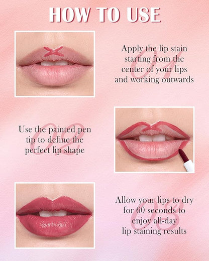 Lip Stain Liner Pen-Hydrating Lip Tint Stain Lip Makeup Tattoo Pencil,Matte Color Look,Longlasting Waterproof Lipstain Lipgloss,Precise Chisel Tip Smooth,Christmas Makeup Gift for Women-01+03+06