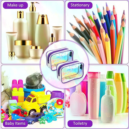 Weewooday 12 Pieces Clear Makeup Bags Cosmetic Storage Bags PVC Zipper Pouches Travel Waterproof Makeup Plastic Case for Women Organizing Toiletries Traveling Bathroom(Small,Dazzling)