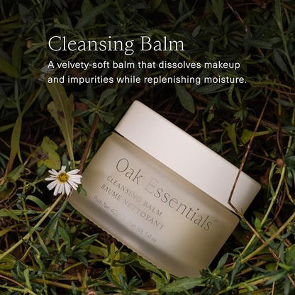 Oak Essentials Cleansing Balm | Makeup Remover Face Cleanser with Avocado Oil, Juniper & Safflower Seed Oil, 1.4 Oz