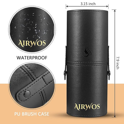 AirWos® 14 Pcs Professional Makeup Brush Set with Case - Synthetic Foundation, Powder, Eyeshadow, Concealer Brushes with Pearl Flash Handles