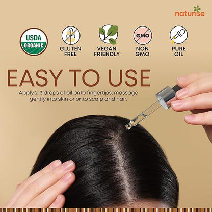 USDA Organic Argan Oil for Hair & Skin – 100% Pure Argan Oil of Morocco for Face, Skin Moisture & Hair Growth – Vegan, Non-GMO, Cold Pressed & Unrefined Oils in Glass Bottle (4 fl. oz.)