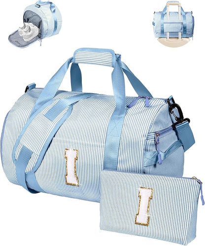 Dance Recital Gifts,Girls Travel Duffle Bag, Kids Initial Overnight Bags with Shoe Compartment, Customized Weekender Bag with Makeup Pouch,Tween Girl Trendy Stuff (Letter I)