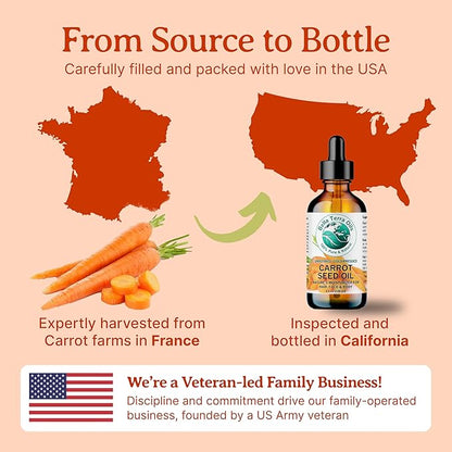Bella Terra Oils - Organic Carrot Seed Oil 2 oz - Cold-Pressed Elixir, Abundant in Vitamin A & E, Beta-Carotene Richness, Ideal for Nourished Skin Radiance