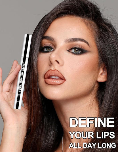 Erinde 3PCS Peel Off Lip Liner Stain, Long Lasting Tattoo Lip Liner with Tweezer, Matte Finish Peel Off Lip Stain, Waterproof Transfer Proof, Non-Stick Cup Nude Lip Lipliner Stain