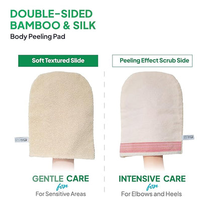 Complete Rejuvenating Shower Routine, Body Renewal Set with Double-Sided Exfoliating Pad, Anti Cellulite Scrub and Multi-Peptide Body Wash, Smooth, Firm, Youthful Skin