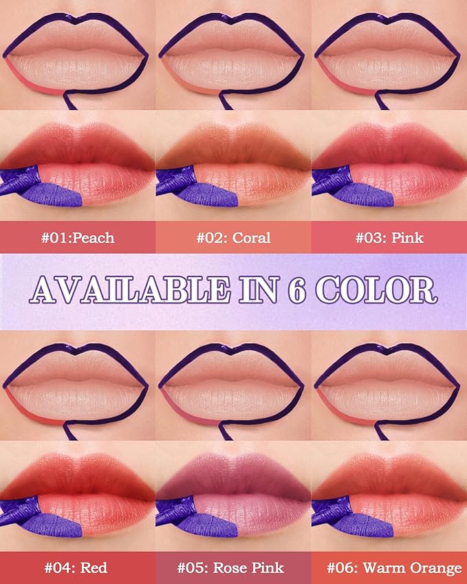 Lip Stain Peel Off, Waterproof Long Lasting Qiciy Tattoo Lip Gloss Color Peel Off Lips Tint Stain, Transfer-Proof Matte Tinted Lips Liner, High Pigmented Tattoo Lipstick Makeup Gift for Women-01 Peach