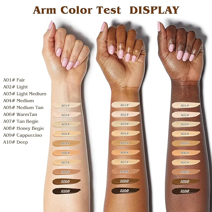 Full Coverage Liquid Concealer, Foundation Makeup for Women, Cover Blemishes & Under-Eye Circles, Spots, Matte Finish, Hydrating Primer for Correct, 0.06 fl oz,Vegan&Cruelty-Free A03#Light Medium
