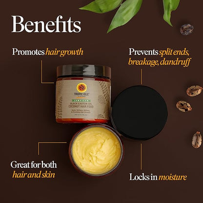 Jamaican Black Castor Oil Coconut Hair Food 4 oz | Seals, Softens, Defines & Promotes Hair Growth | Traditional Handmade Jamaican Black Castor Oil & Coconut |
