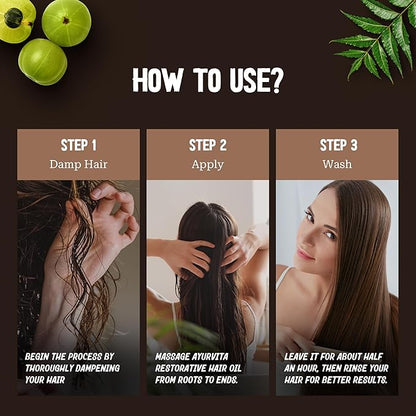 Restorative Hair Oil - Amla for Strengthening & Neem for Preventing Dryness and Dandruff - For Dry, Damaged Hair Growth - For Men & Women - 2 fl oz