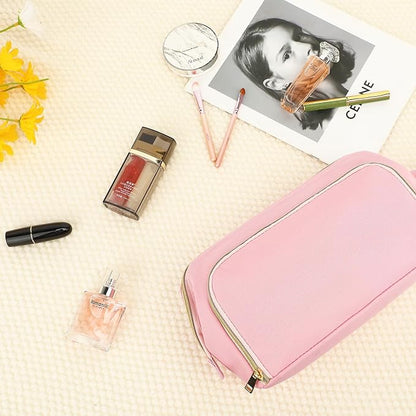 Travel Makeup Bag, Wide-open Cosmetic Bag Make Up Organizer Case with Brushes Pocket for Women, Large Family Toiletry Bag Skincare Pouch for Toiletries Accessories