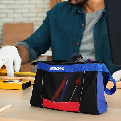 WORKPRO 12" Tool Pouches with Zipper, Utility Bag Pouch for Tool Organizers and Storage, Small Tool Bag, Multipurpose Storage pouch 2-Pack
