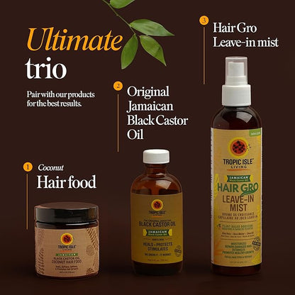Jamaican Black Castor Oil Coconut Hair Food 4 oz | Seals, Softens, Defines & Promotes Hair Growth | Traditional Handmade Jamaican Black Castor Oil & Coconut |