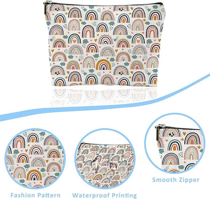 Makeup Bag Bohemian Rainbows Cosmetic Bag Mini Portable Travel Toiletry Bag Organizer Makeup Brushes Aesthetic Accessories Waterproof Storage Bag for Women