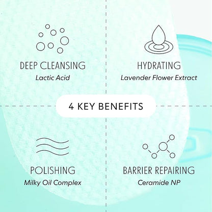 LOOPS Milky Cleanser - Deep Cleansing and Hydrating Skin Care - Pre-soaked Bamboo Pad - Facial Wash with Milky Oil Complex - Oil Cleanser for Face - Face Wash for Women - Facial Cleansing Pads