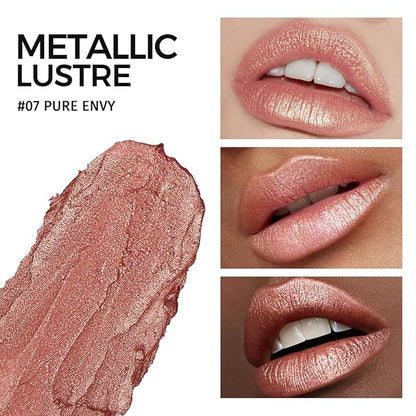 Anglicolor Glitter Metallic Nude Pink Lipstick,High Impact Lipcolor,Lightweight Hydrating Formula Smooth and Non-Sticky,Lipstick For Women,Full-Coverage Lip Makeup(07 PURE ENVY, 4g)