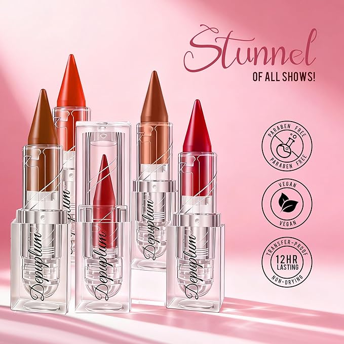 Dark Red Lipstick Gradient Matte Lipsticks Lip Liner Combo Set for Women Waterproof Long Lasting Lip Stick Pencil Cream Lip Liner and Lipstick Combo Makeup, E3
