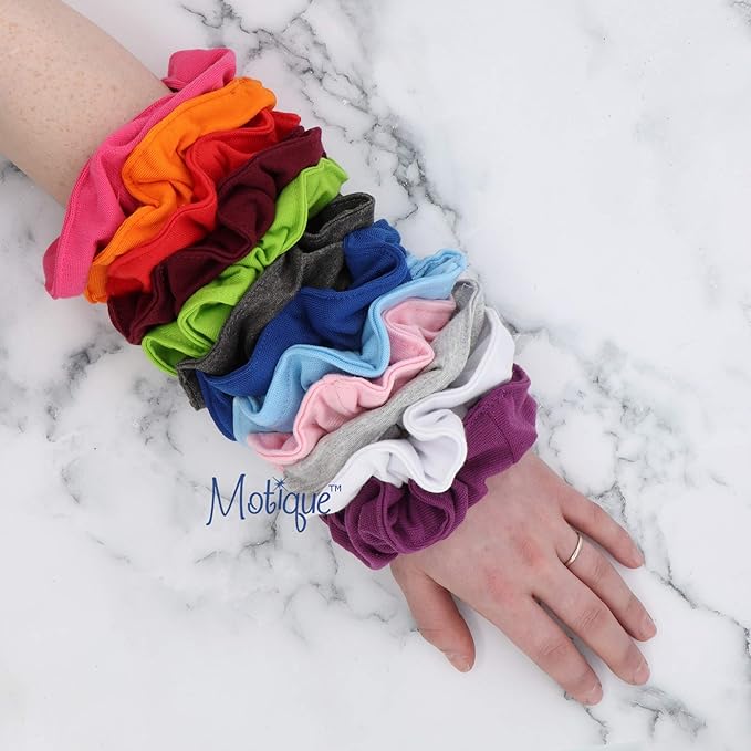 6 Pack Large Solid Scrunchies Hair Elastics-Orange