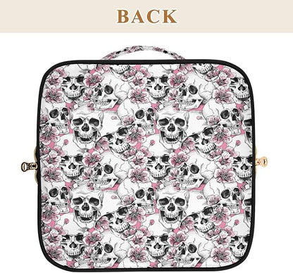 MNSRUU Makeup Organizer Bag, Travel Makeup Bags, Pink Floral Cosmetic Case, Large Capacity, Scratch Resistant, Lightweight