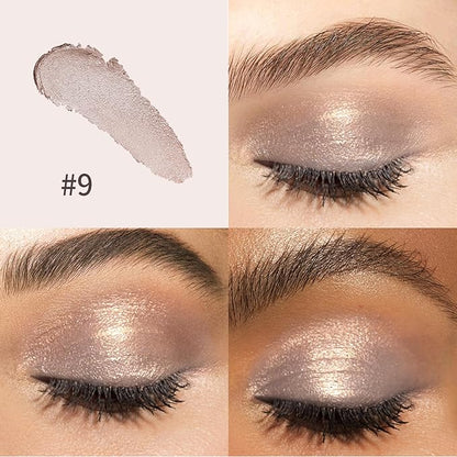 CHIFURE Eyeshadow Stick, Shimmer and Matte Cream Eye Shadow Brightener Sticks Eyeliner Pencil Crayon, Waterproof Long Lasting Eye Highlighter Stick Makeup,0.056 Oz(2PCS #8-Fancy+#9-Champagne)
