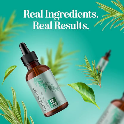 Pure Rosemary Oil for Hair Care - Volumizing Aromatherapy Rosemary Essential Oil for Diffuser Plus Hair Skin and Nail Care - Nourishing Oil for Enhanced Shine and Dry Scalp Care (2oz)