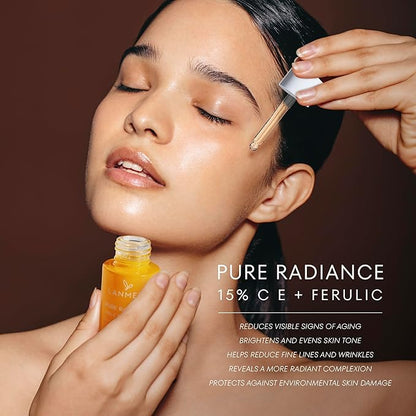 Vitamin C Serum With Ferulic Acid: C & E Ferulic Face Serum With 15% Ascorbic Acid, Vitamin E, Hyaluronic Acid - Vit C Serum for Hydration, Brightening, Anti-aging, Anti Wrinkle, Skin Repair 1 Fl Oz