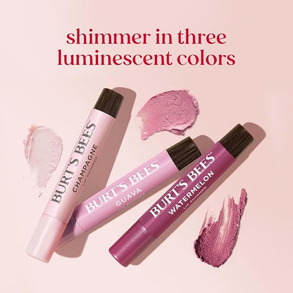 Burt's Bees Christmas Gifts, Lip Shimmer Pink Collection, Tinted Lip Balm Stick, Moisturizing for Hydration with Natural Glowy Pigmented Finish & Buildable Color, Value Pack, 3 Tubes x 0.09 Oz