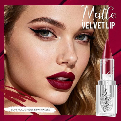 Burgundy Lipstick Gradient Matte Lipsticks Lip Liner Combo Set for Women Waterproof Long Lasting Lip Stick Pencil Cream Lip Liner and Lipstick Combo Makeup, E4