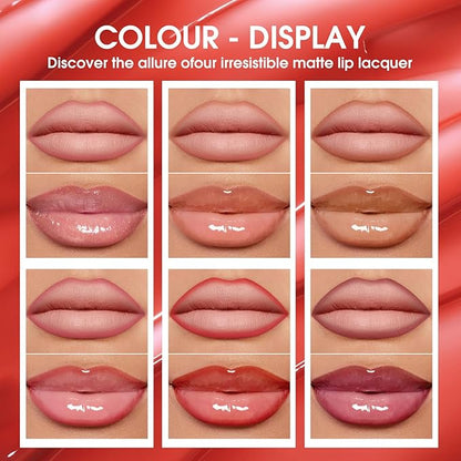BestLand 12pcs Hydrating Lip Oils + Lip Liner Pencil Lip Combo Sets, 24H Long-Lasting Lip Kit with Lip Liner and Gloss, Nourishing, Non-Sticky Tinted Stain Lip Gloss Plumping Lip Oil Set for Women