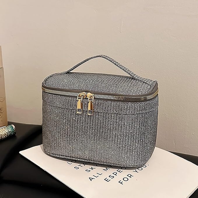 EURYNOME Makeup Bag with Custom Letter F, Water-Resistant Travel Organizer Pouch, (8.3x5.1x5.1 Inch) Cosmetic Case for Women