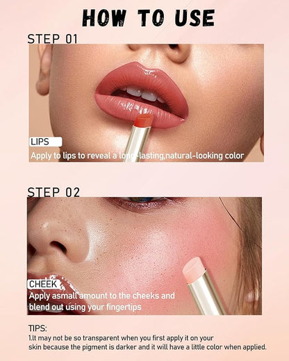 PH Color Changing Lipstick, Waterproof Temperature Color Change Lip Balm, Multi-Use Lip and Cheek Tinted Lip Gloss, Long-Lasting Hydrating Moisturizing Lip Tint,Festival Makeup Gift for Women-04 White