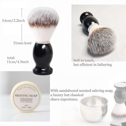 Shaving Brush Set for Men, 4pcs Shaving Set Includes Shaving Brush Shaving Soap, Bowl and Shaving Brush Stand