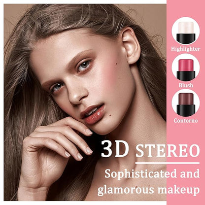 6PCS Face Contour Stick Makeup Kit,Shades with Highlighter Makeup,Blush for Cheeks and Bronzing Stick,Perfect to Sculpt the Face,Waterproof Lightweight Contour Kit with Make Up Sponges