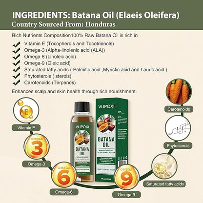 Batana Oil for Hair Growth | Dr. Sebi approved | Sourced from Honduras | Eliminates Split Ends | Prevents Hair Loss | Promotes Hair Thickness | 100% Natural Organic Hair Oil - 4 fl oz