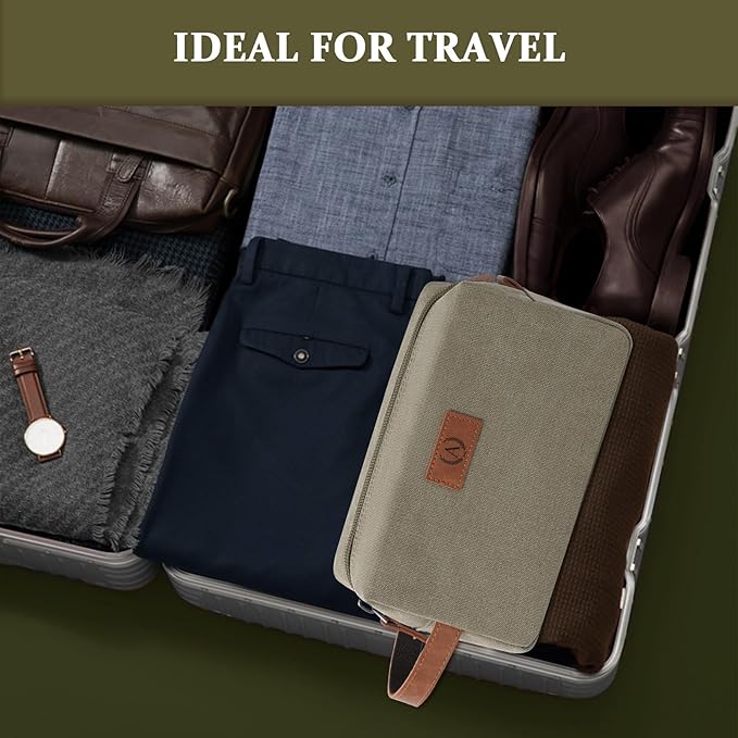Janhavi Waterproof Make Up Bag, Personalized Initials & Wheat Ear,Travel Essentials Toiletries Men, Men's Accessories Storage, Mens Travel Bag Toiletry,Traveling bags for men(Olive Green Q)