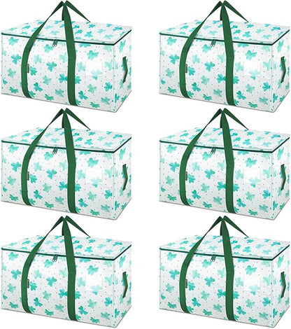 BALEINE 6-Pack Oversized Moving Bags with Reinforced Handles, Heavy-Duty Storage Tote for Clothes, Moving Supplies (Clover, 6-Pack)