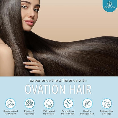 Ovation Hair Moisturizing 3-Step Bundle for Dry Hair with Moisture Shampoo & Conditioner, Cell Therapy Hair Growth & Healthy Scalp Treatment - Nourish, Smooth, Detangle & Hydrate Dry or Brittle Hair