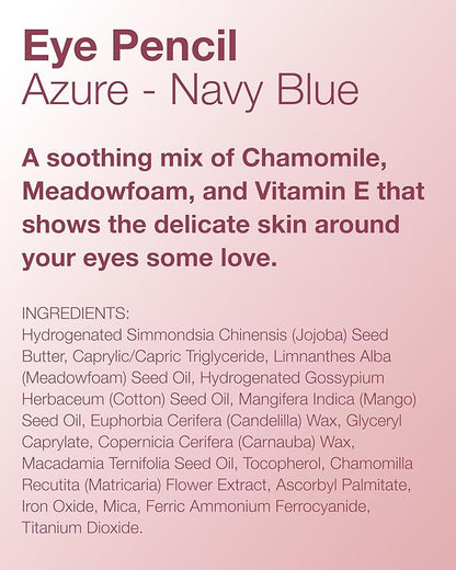 Mineral Fusion Eye Pencil (Navy Blue - Azure) - Eyeliner with Soothing Chamomile, Meadowfoam & Vitamin E - Smooth & Long Lasting, Hypoallergenic, Non-Irritating Eye Makeup
